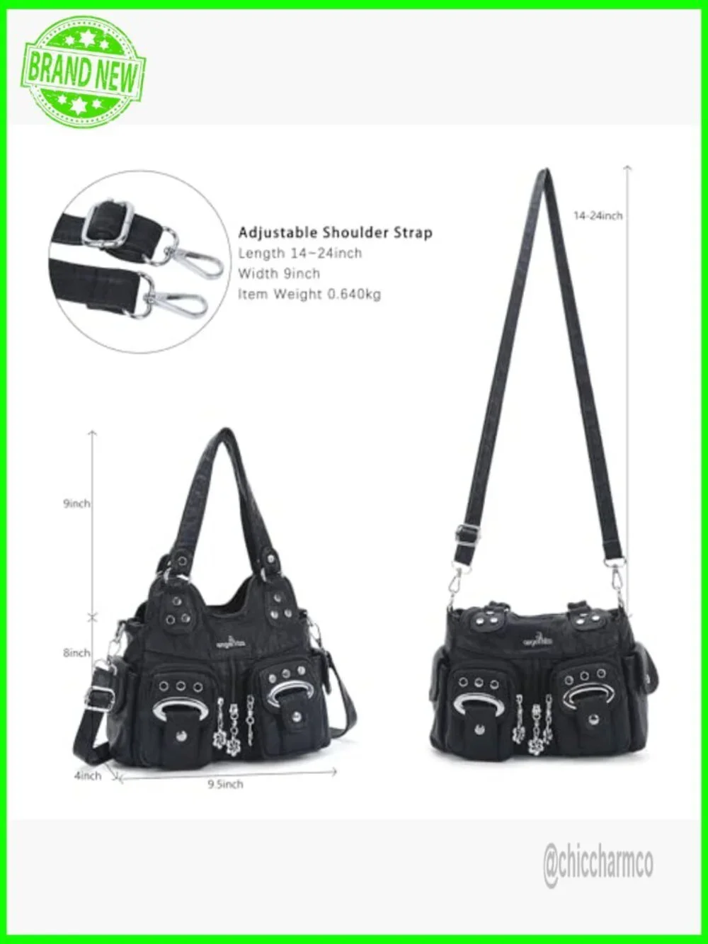Small Hobo Purse Vegan Leather Multi-Pocket Adjustable Strap Handbag
